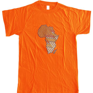 Orange T shirt with Africa art