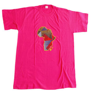Pink T shirt with Africa art
