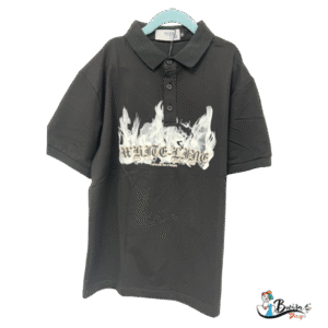 Black Polo Shirt with City Print