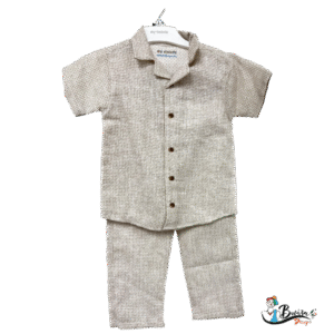 Beige Checkered Short Sleeve Set