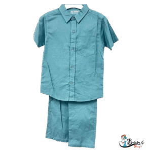 Teal Boys' Button-Up Shirt with Matching Pants